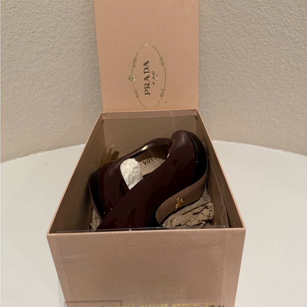 Prada Burgundy Patent Leather Heels - image 3